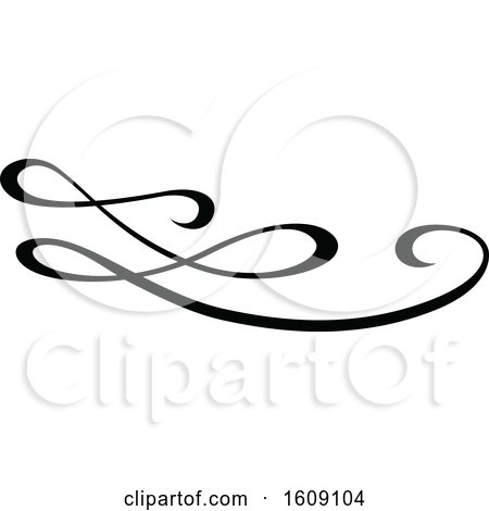 Clipart of a Black Flourish Design Element - Royalty Free Vector Illustration by dero