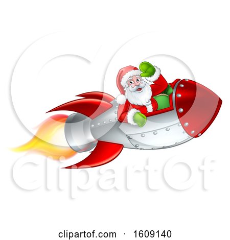 Clipart of a Shooting Rocket with Santa Waving - Royalty Free Vector Illustration by AtStockIllustration