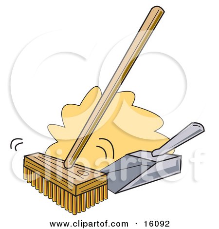 Push Broom And Dustpan Clipart Illustration by Andy Nortnik
