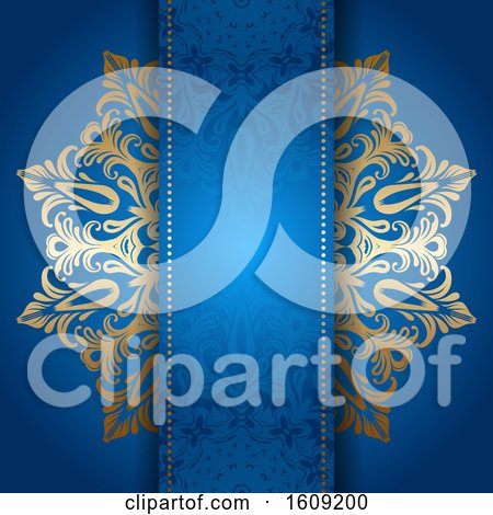 Decorative Blue and Gold Background by KJ Pargeter