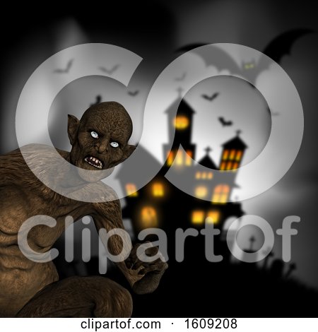 3D Evil Demon on a Defocussed Halloween Background by KJ Pargeter