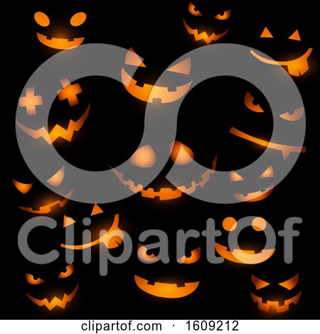 Halloween Background with Glowing Pumpkin Faces by KJ Pargeter