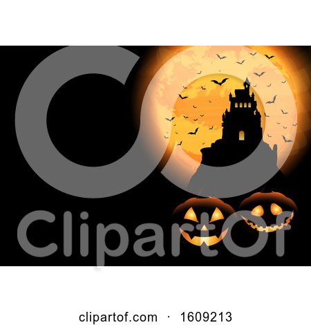 Halloween Background with Castle and Pumpkins by KJ Pargeter