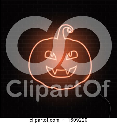 Neon Pumpkin Sign Halloween Background by KJ Pargeter