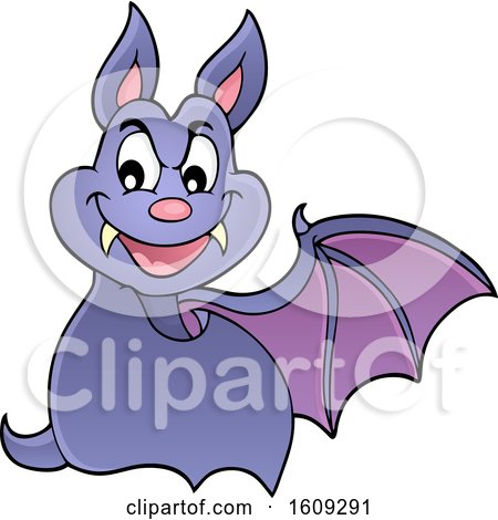 Clipart of a Flying Vampire Bat - Royalty Free Vector Illustration by visekart