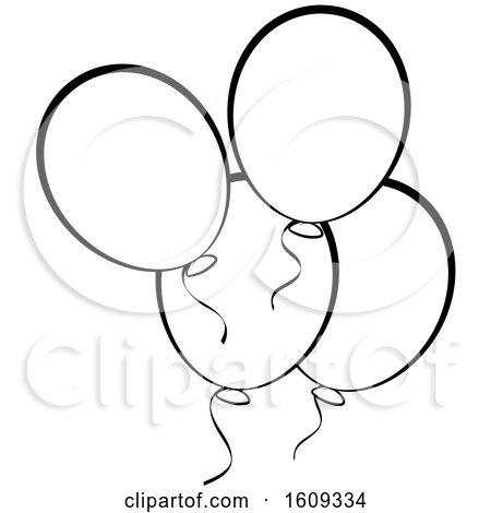 Clipart of Lineart Party Balloons - Royalty Free Vector Illustration by Lal Perera