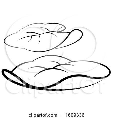 Clipart of Lineart Leaves - Royalty Free Vector Illustration by Lal Perera