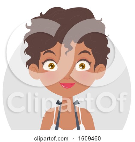 Clipart of a Friendly Black Female Barista Smiling - Royalty Free Vector Illustration by Melisende Vector
