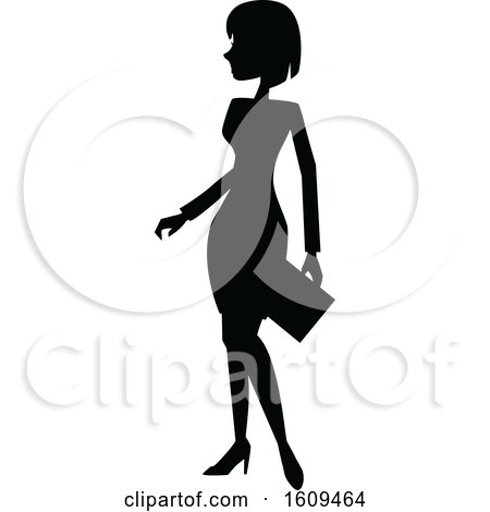 Clipart of a Silhouetted Business Woman - Royalty Free Vector Illustration by peachidesigns