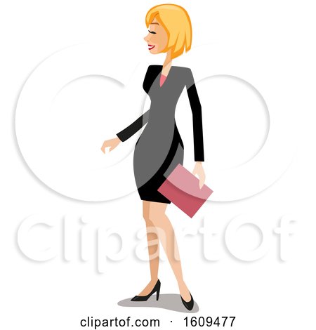 Clipart of a Happy White Business Woman Smiling and Looking to the Left - Royalty Free Vector Illustration by peachidesigns