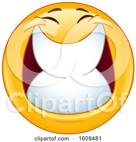 Clipart of a Yellow Smiley Emoji Grinning - Royalty Free Vector Illustration by yayayoyo
