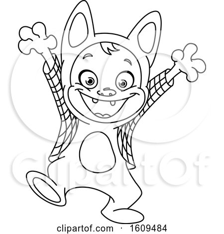 Clipart of a Black and White Kid in a Werewolf Halloween Costume - Royalty Free Vector Illustration by yayayoyo