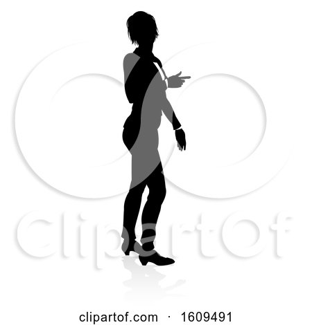 Business Person Silhouette, with a Reflection or Shadow, on a White Background by AtStockIllustration