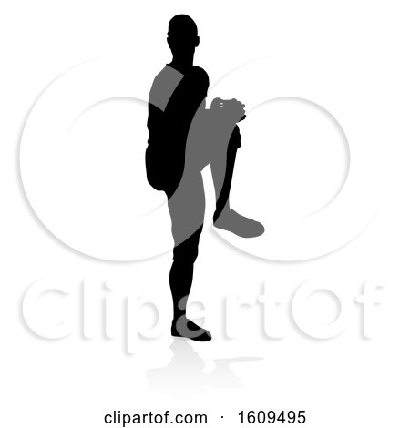 Baseball Player Silhouette, with a Reflection or Shadow, on a White Background by AtStockIllustration