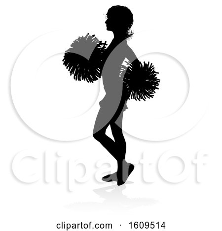 Cheerleader Pom Poms Silhouette by AtStockIllustration