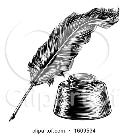 Quill tattoo located on the upper arm, fine line style.