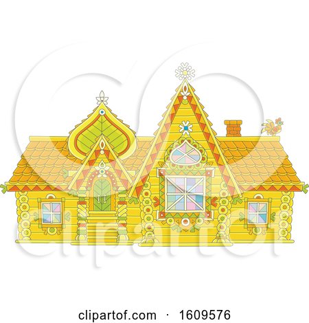 Clipart of a Fairy Tale Log House - Royalty Free Vector Illustration by Alex Bannykh
