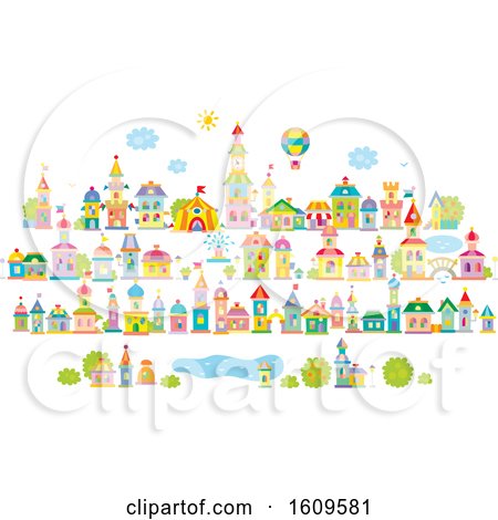 Clipart of a Colorful Village - Royalty Free Vector Illustration by Alex Bannykh
