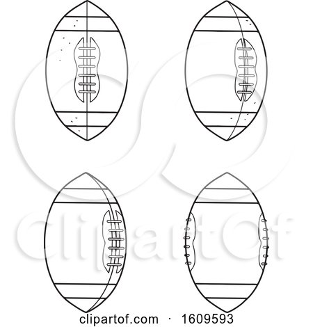 Clipart of a Sketched Sequence of an American Football Spinning - Royalty Free Vector Illustration by patrimonio