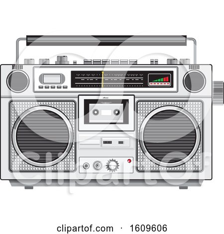 Clipart of a Retro Portable Radio Cassette Player - Royalty Free Vector Illustration by patrimonio