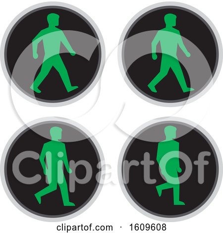 Clipart of a Walk Cycle Sequence of a Traffic Signal Light with Green Pedestrian - Royalty Free Vector Illustration by patrimonio