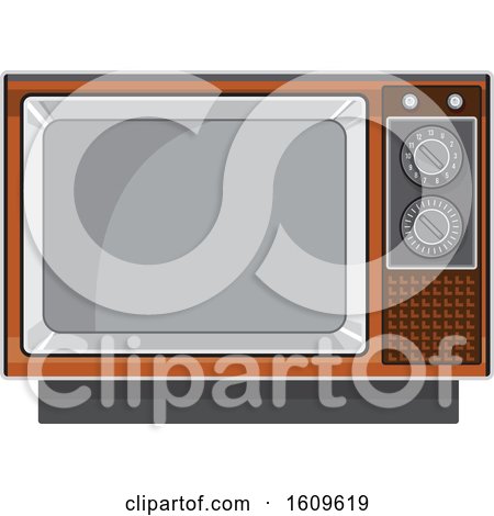 Clipart of a Vintage Black and White Box Television Set - Royalty Free Vector Illustration by patrimonio