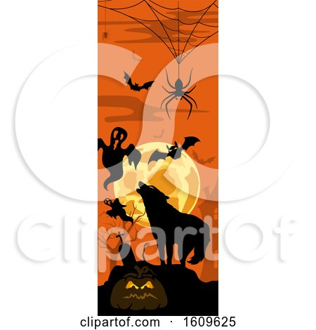 Clipart of a Vertical Halloween Banner - Royalty Free Vector Illustration by dero