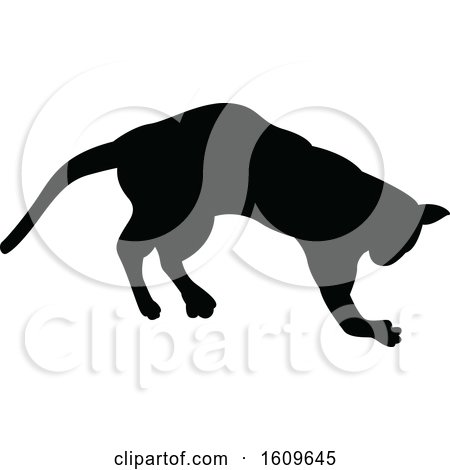 Clipart of a Halloween Cat Black and White Silhouette - Royalty Free Vector Illustration by dero