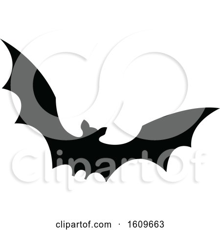 Clipart of a Halloween Vampire Bat Black and White Silhouette - Royalty Free Vector Illustration by dero