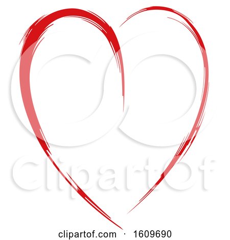 Clipart of a Red Brush Stroke Heart - Royalty Free Vector Illustration by dero