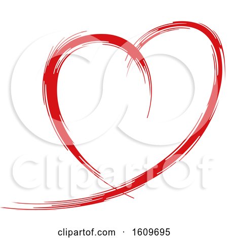 Clipart of a Red Brush Stroke Heart - Royalty Free Vector Illustration by dero