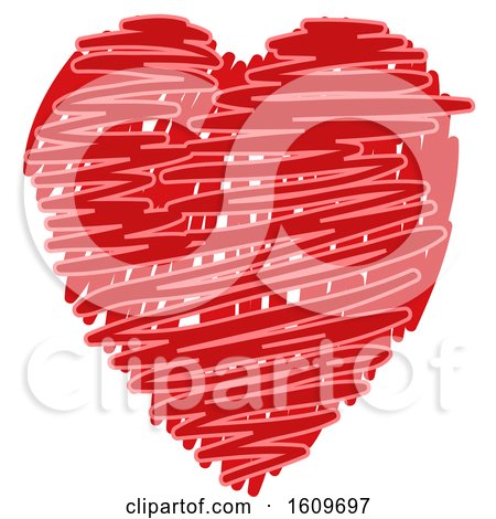 Clipart of a Red Scribble Heart - Royalty Free Vector Illustration by dero