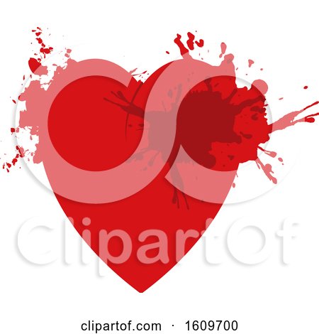 Clipart of a Red Grungy Splatter Heart - Royalty Free Vector Illustration by dero