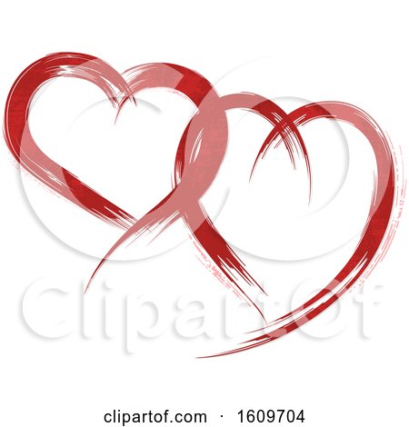 Clipart of Red Brush Stroke Hearts - Royalty Free Vector Illustration by dero
