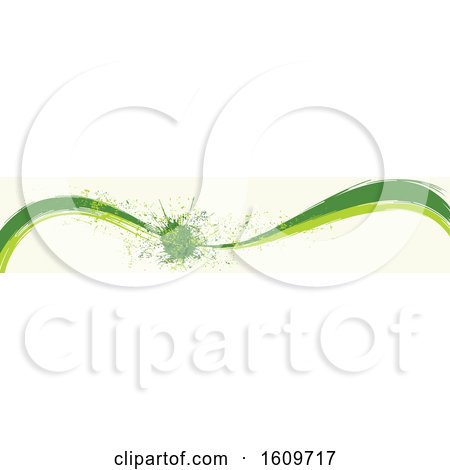 Clipart of a Green Wave and Splatter Website Border or Header Banner - Royalty Free Vector Illustration by dero