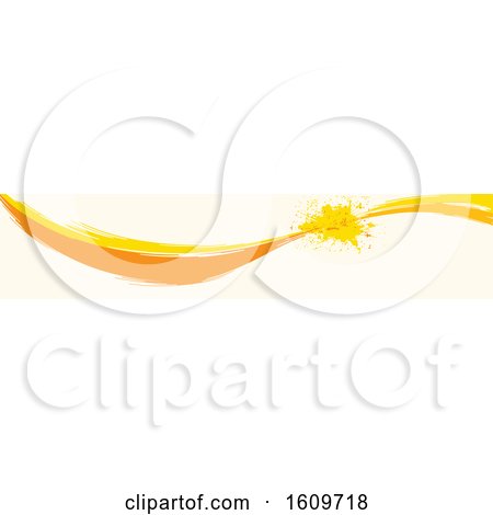 Clipart of a Yellow and Orange Wave and Splatter Website Border or Header Banner - Royalty Free Vector Illustration by dero