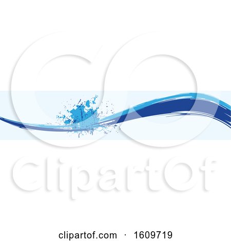 Clipart of a Blue Wave and Splatter Website Border or Header Banner - Royalty Free Vector Illustration by dero