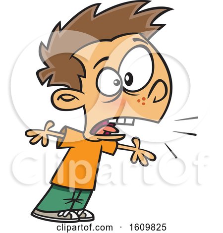 Clipart of a Cartoon White Boy Yelling - Royalty Free Vector Illustration by toonaday