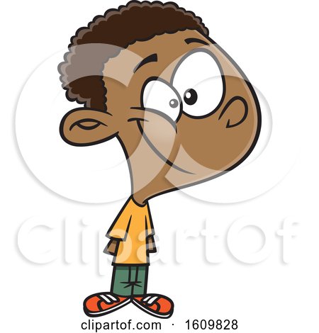 Clipart of a Cartoon Black Boy Smiling - Royalty Free Vector Illustration by toonaday