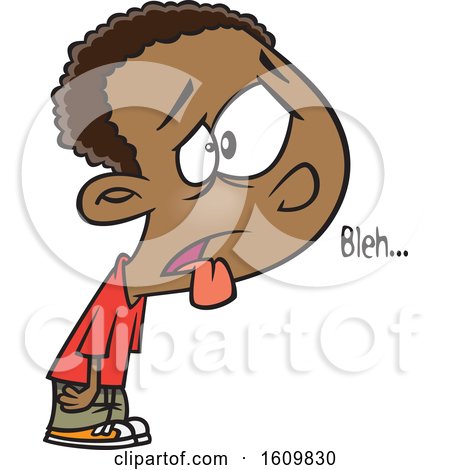 Clipart of a Cartoon Black Boy Making a Bleh Sound - Royalty Free Vector Illustration by toonaday