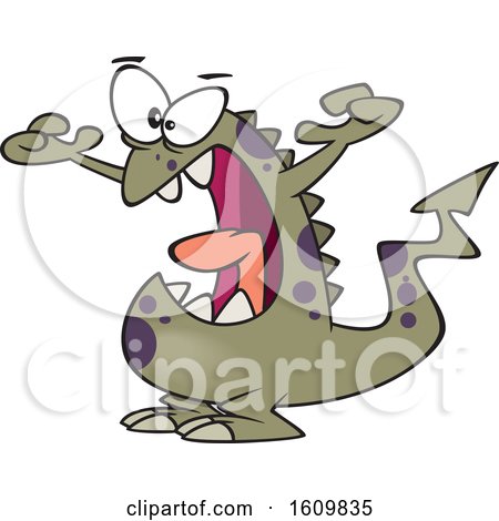 Clipart of a Cartoon Scary Monster Holding up His Arms - Royalty Free Vector Illustration by toonaday