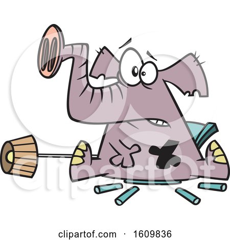 Clipart of a Cartoon Elephant in the Room, Breaking Furniture - Royalty Free Vector Illustration by toonaday