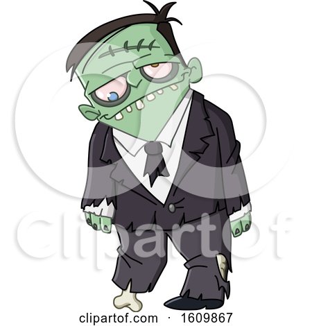 Clipart of a Male Zombie in a Suit - Royalty Free Vector Illustration by yayayoyo