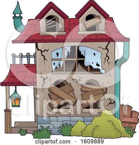 Clipart of a Derelict House - Royalty Free Vector Illustration by visekart