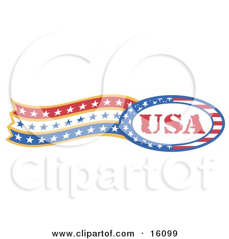 Circle Of Stars And Stripes Around The Usa, Made In The United States, With a Trail of Stars Clipart Illustration by Andy Nortnik