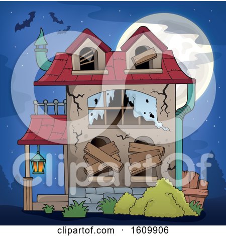 Clipart of a Derelict House - Royalty Free Vector Illustration by visekart