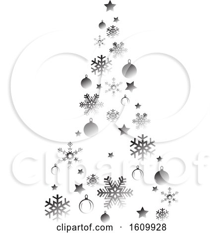 Clipart of a Silver Christmas Tree - Royalty Free Vector Illustration by dero
