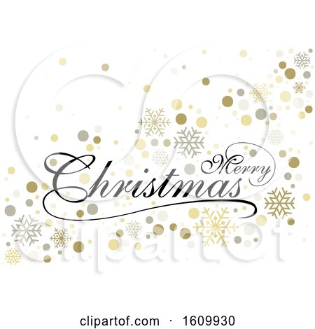 Clipart of a Merry Christmas Greeting with Snowflakes - Royalty Free Vector Illustration by dero