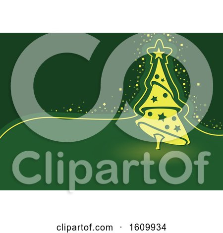 Clipart of a Green Christmas Tree Background - Royalty Free Vector Illustration by dero