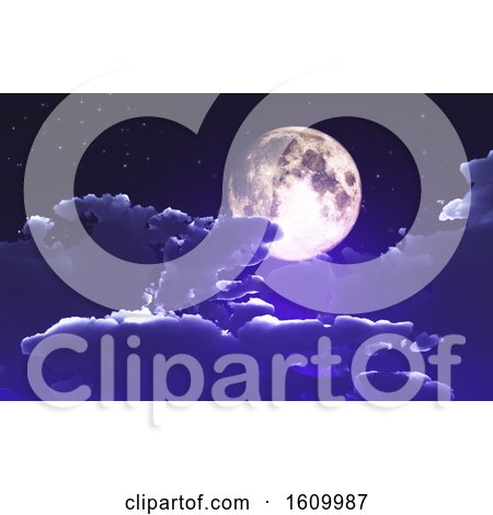 3D Halloween Background with Clouds and Moon by KJ Pargeter
